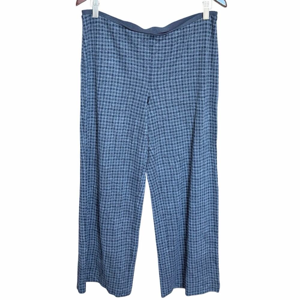 J.Jill ponte full leg petite medium pull on pant plaid checker print gray black